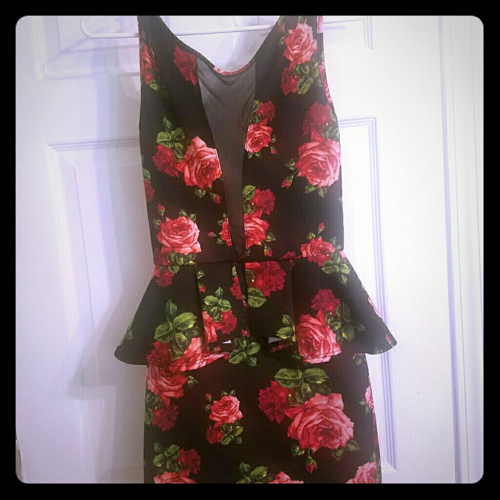 Black dress with roses